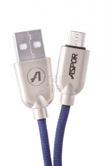 USB кабель Micro Aspor A116 Nylon Kirsite (1,2м) (2.4A) Синий - фото, изображение, картинка