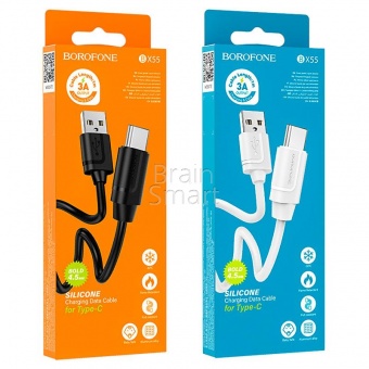 USB кабель Type-C Borofone BX55 Silicone 3,0A (1м) Черный* - фото, изображение, картинка