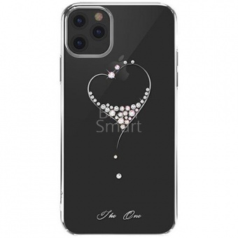 Накладка пластик Kingxbar Swarovski iPhone 11 Сердце Серебристый - фото, изображение, картинка