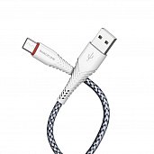 USB кабель Type-C Borofone BX25 Nylon 3,0A (1м) Белый* - фото, изображение, картинка
