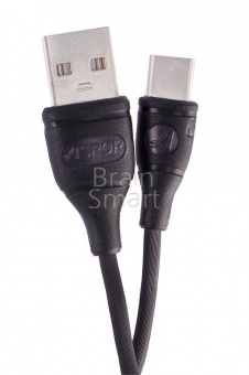 USB кабель Type-C Aspor AC-03 круглый (1,2м) (2.1A) Черный - фото, изображение, картинка