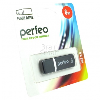 USB 2.0 Флеш-накопитель 8GB Perfeo C02 Черный - фото, изображение, картинка