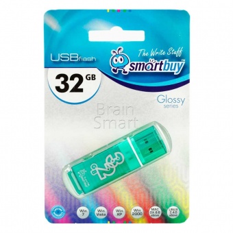 USB 2.0 Флеш-накопитель 32GB SmartBuy Glossy Зелёный - фото, изображение, картинка