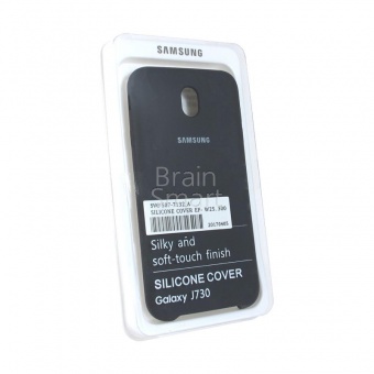 Накладка Silicone Case Samsung J730 (2017) (15) Тёмно-Серый - фото, изображение, картинка