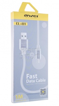 USB кабель Micro Awei CL81 (1м) Белый - фото, изображение, картинка