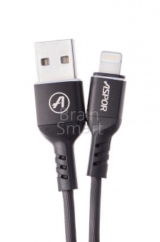 USB кабель Lightning Aspor A122 Aluminum Alloy (1,2м) (2,4A) Черный - фото, изображение, картинка