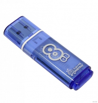 USB 2.0 Флеш-накопитель 8GB SmartBuy Glossy Синий - фото, изображение, картинка