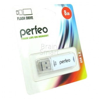 USB 2.0 Флеш-накопитель 8GB Perfeo C06 Белый - фото, изображение, картинка