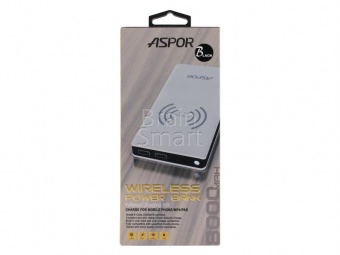 Внешний аккумулятор Aspor Power Bank A341W Wireless 8000 mAh Белый/Черный - фото, изображение, картинка