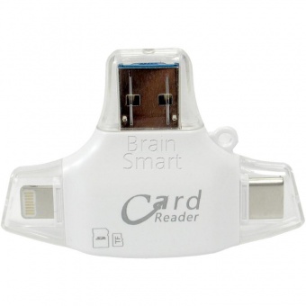 USB/CardReader R011 iReader пластик microSD/SD для Apple/Android (Lightning, microUSB, Type-C) - фото, изображение, картинка