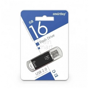USB 2.0 Флеш-накопитель 16GB SmartBuy V-Cut Черный* - фото, изображение, картинка