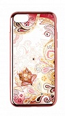 Накладка силиконовая Gurdini iPhone 7/8 Цветы со стразами Розовое Золото