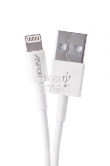 USB кабель Lightning Aspor A106 круглый (1,2м) (2.1A) Белый - фото, изображение, картинка
