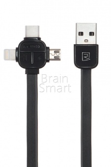 USB кабель Lightning+Micro+Type-C Remax RC-066th (1м) Черный - фото, изображение, картинка
