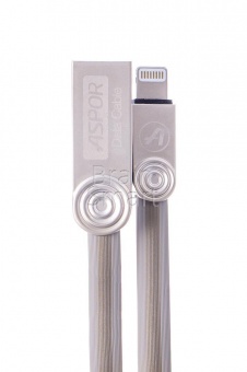 USB кабель Lightning Aspor AC-16 TOE material (1,2м) (2,4A) Серый - фото, изображение, картинка