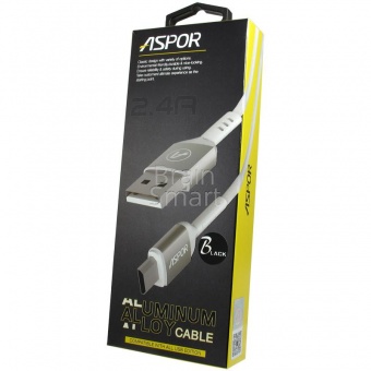 USB кабель Micro Aspor A121 Aluminum Alloy (1,2м) (2,4A) Черный - фото, изображение, картинка