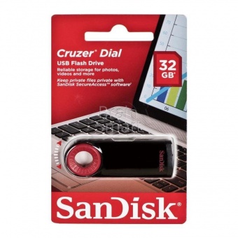 USB 2.0 Флеш-накопитель 32GB Sandisk Cruzer Dial Чёрный - фото, изображение, картинка