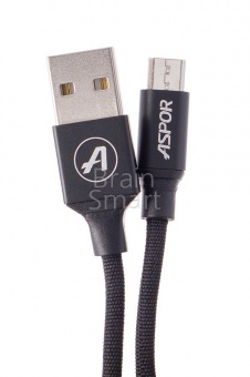 USB кабель Micro Aspor AC-11 Aluminum (1,2м) (2,4A) Черный - фото, изображение, картинка