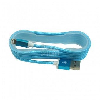 USB кабель Lightning металл в силиконовом жгуте (2.1A) тех.упак - фото, изображение, картинка