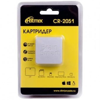 USB-картридер Ritmix CR-2051 (microSD/miniSD/TF/M2) Серебристый - фото, изображение, картинка