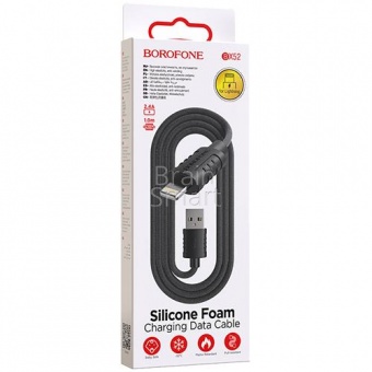 USB кабель Lightning Borofone BX52 Airy Silicone (1м) Черный - фото, изображение, картинка