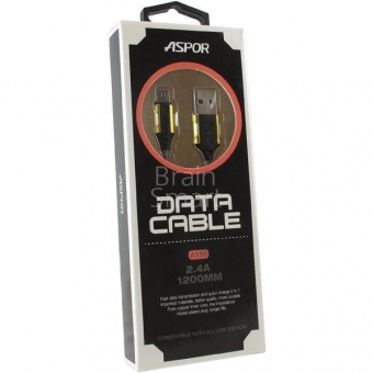 USB кабель Micro Aspor A155 (1,2м) (2.4A) Золотой - фото, изображение, картинка