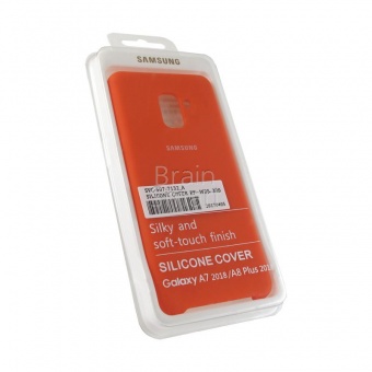 Накладка Silicone Case Samsung A730 (A8+ 2018) (13) Ярко-Оранжевый - фото, изображение, картинка