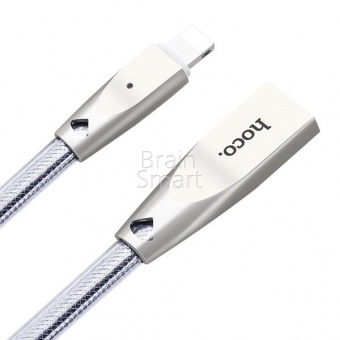 USB кабель Lightning HOCO U9 Zinc Alloy Jelly Knitted (2м) Серебряный - фото, изображение, картинка