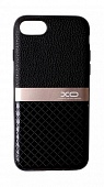 Накладка силиконовая XO iPhone 7/8/SE 2020 кожа с метал. вставкой Черный