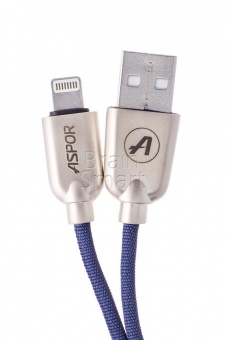 USB кабель Lightning Aspor A117 Nylon Kirsite (1,2м) (2.4A) Синий - фото, изображение, картинка