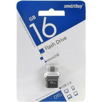 USB 2.0 Флеш-накопитель 16GB SmartBuy Poko OTG Черный - фото, изображение, картинка