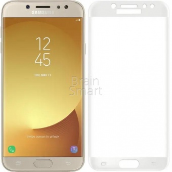 Стекло тех.упак. Full Glue Premium Samsung J730 (J7 2017) Белый - фото, изображение, картинка