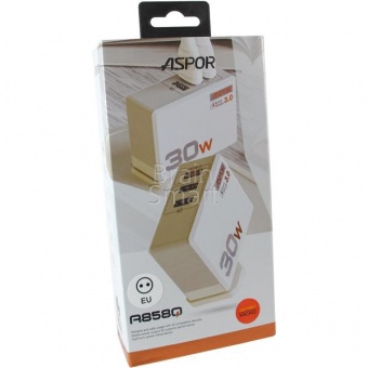 СЗУ Aspor А858Q 3USB Fast Charger + кабель Micro (3A/IQ) Белый - фото, изображение, картинка