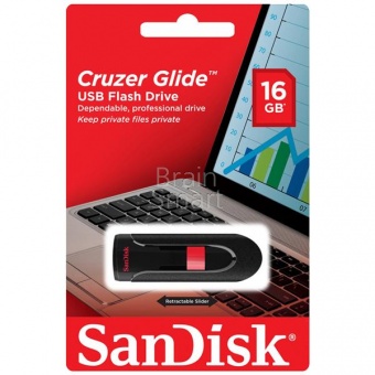 USB 3.0 Флеш-накопитель 16GB Sandisk Cruzer Glide Чёрный - фото, изображение, картинка