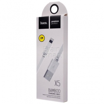 USB кабель Lightning HOCO X5 Bamboo (1м) Белый - фото, изображение, картинка