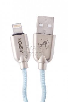USB кабель Lightning Aspor A117 Nylon Kirsite (1,2м) (2.4A) Мятный - фото, изображение, картинка