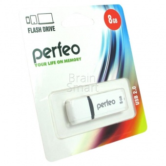 USB 2.0 Флеш-накопитель 8GB Perfeo C02 Белый - фото, изображение, картинка
