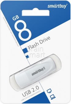 USB 2.0 Флеш-накопитель 8GB SmartBuy Scout Белый* - фото, изображение, картинка