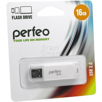 USB 2.0 Флеш-накопитель 16GB Perfeo C03 Белый - фото, изображение, картинка