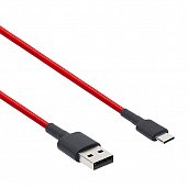 USB кабель Xiaomi Type-C 3A Nylon (1м) (SJX10ZM) Красный* - фото, изображение, картинка