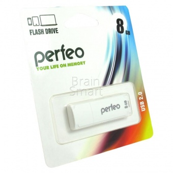 USB 2.0 Флеш-накопитель 8GB Perfeo C04 Белый - фото, изображение, картинка
