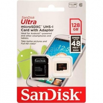 MicroSD 128GB SanDisk Class 10 Ultra UHS-I (48 Mb/s) - фото, изображение, картинка