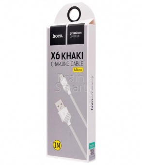 USB кабель Micro HOCO X6 Khaki (1м) Белый - фото, изображение, картинка