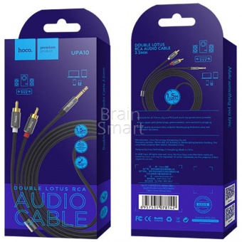 AUX кабель HOCO UPA10 Double Lotus rca audio cable 3.5mm (1,5м) Серый - фото, изображение, картинка