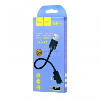 Переходник HOCO LS9 USB A to Lightning (15см) Черный - фото, изображение, картинка