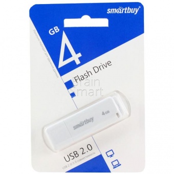 USB 2.0 Флеш-накопитель 4GB SmartBuy LM05 Белый - фото, изображение, картинка