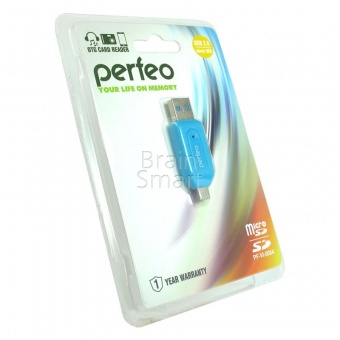 USB-картридер Perfeo PF-O004 (microSD/miniSD/TF/M2 + OTG) Синий - фото, изображение, картинка