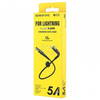 USB кабель Lightning Borofone BX32 Munificent (0,25м/5A) Черный - фото, изображение, картинка