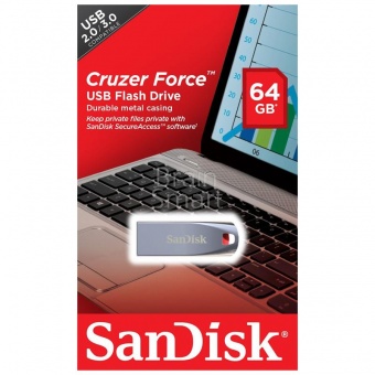 USB 2.0 Флеш-накопитель 64GB Sandisk Cruzer Force металл Cеребристый - фото, изображение, картинка