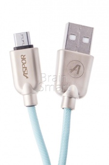 USB кабель Micro Aspor A116 Nylon Kirsite (1,2м) (2.4A) Мятный - фото, изображение, картинка